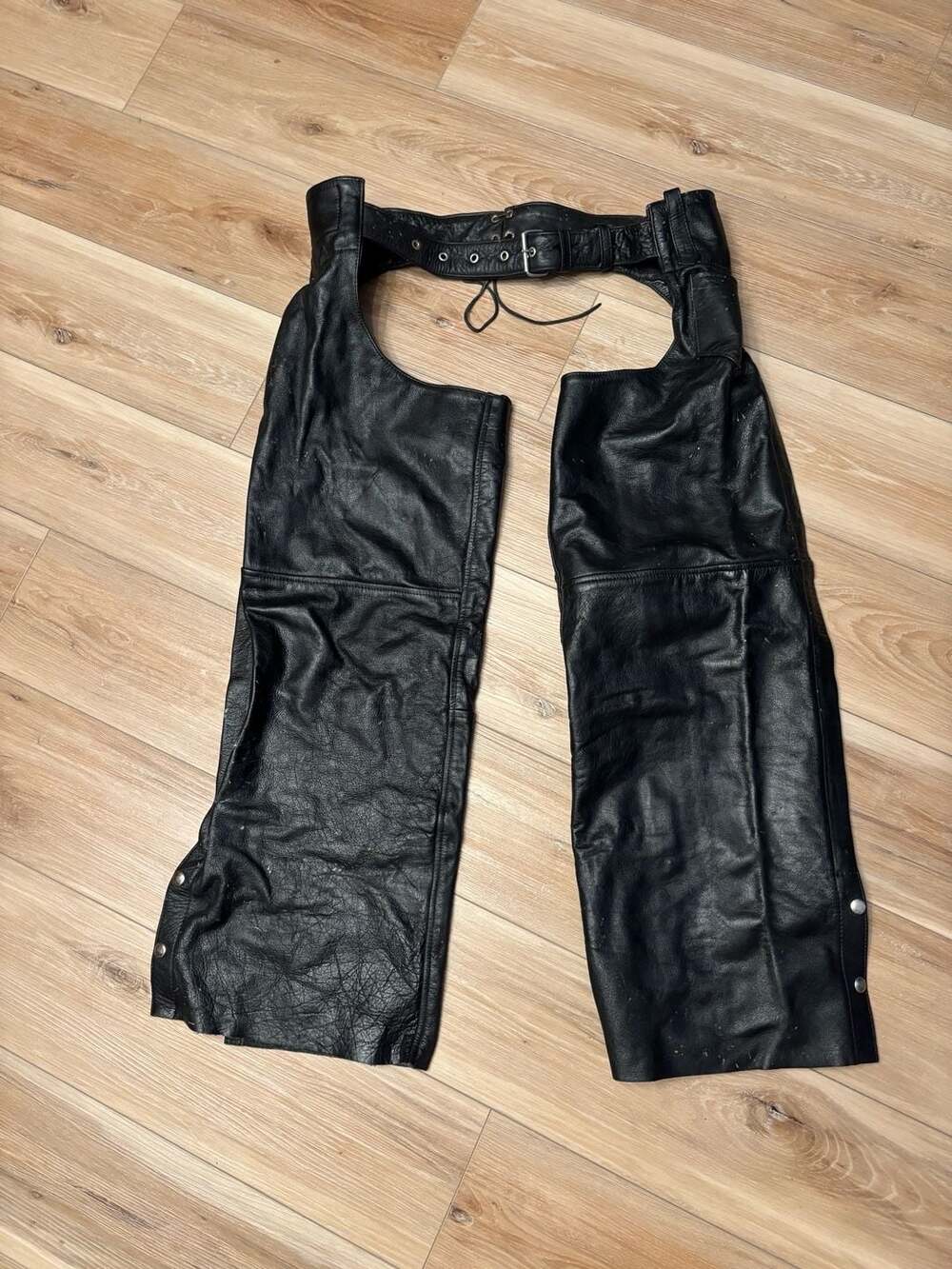 Pat Garrett Black Leather Motorcycle Riding Chaps